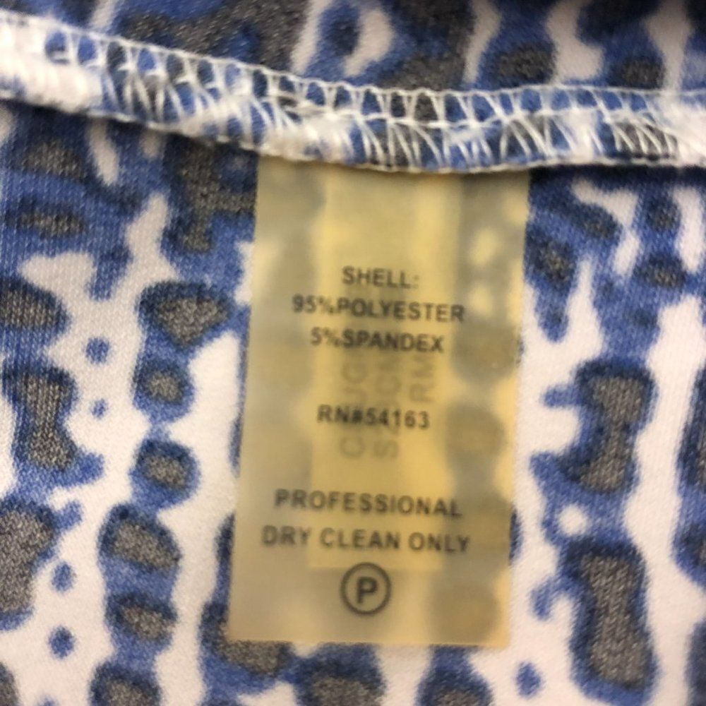 CALVIN KLEIN Womens Size M Blue/White Geometric Drape Neck Sleeveless Blouse.  C - Picture 5 of 5